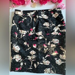 Black and White Ruched Mini Pencil Skirt